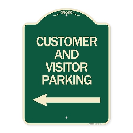 Signmission Customer and Visitor Parking W/ Left Arrow Heavy-Gauge Aluminum Sign, 24" x 18", G-1824-24216 A-DES-G-1824-24216